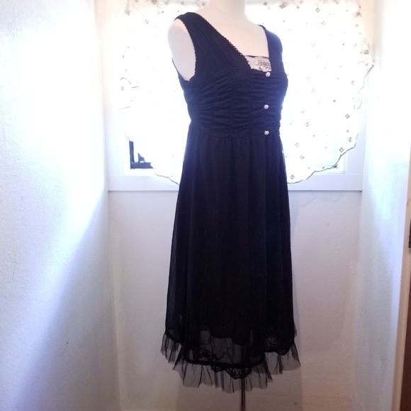 Baby Fox Gyaru Chiffon Silver Stripe Maxi Dress - Picture 2 of 7